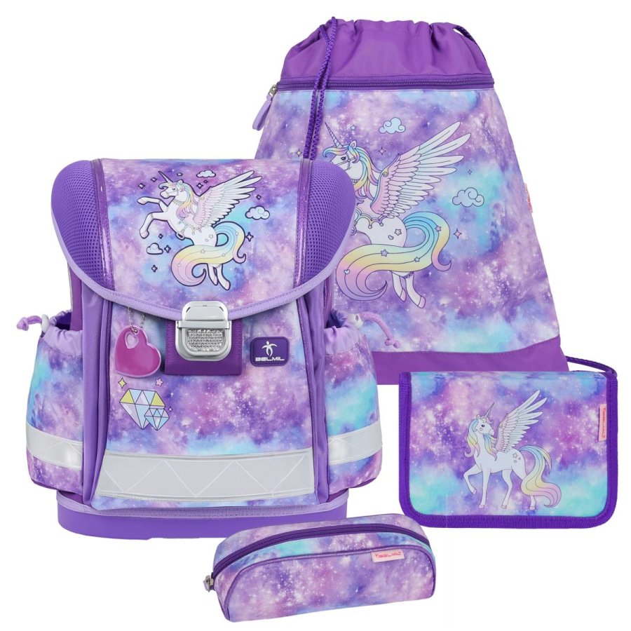 Schulranzen Set CLASSY 4tlg Einhorn "Diamond Unicorn" für Mädchen BELMIL von Belmil