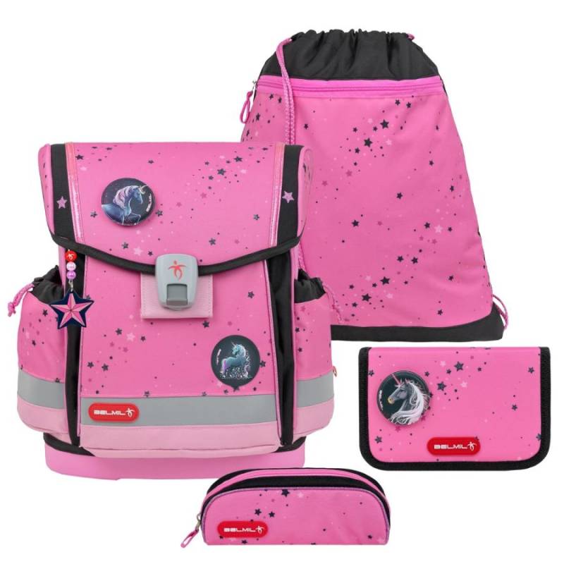 Schulranzen Set CLASSY PLUS 4tlg "Pink Black" für Mädchen BELMIL von Belmil