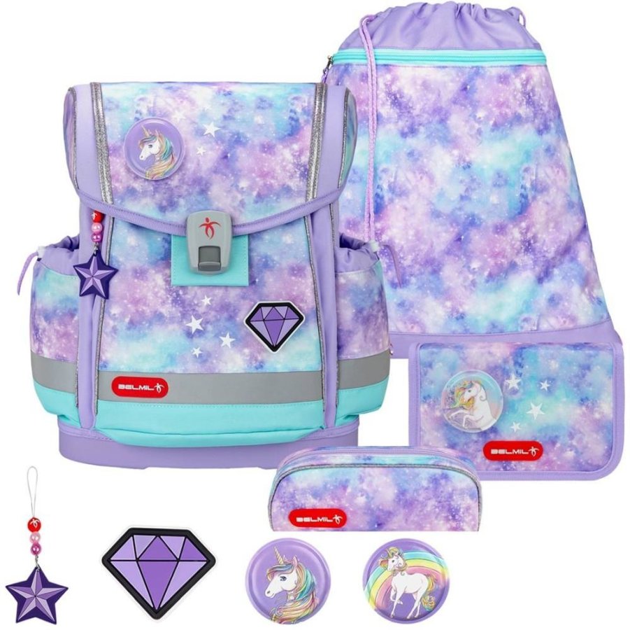 Schulranzen-Set CLASSY-PLUS mit PATCH 5tlg Diamond Unicorn von Belmil