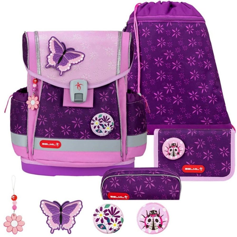 Schulranzen-Set CLASSY-PLUS mit PATCH 5tlg Purple Spring von Belmil