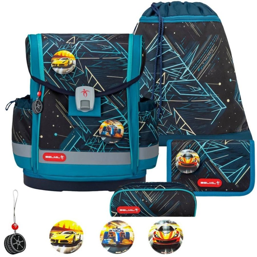 Schulranzen-Set CLASSY-PLUS mit PATCH 5tlg Racing Car Blue von Belmil