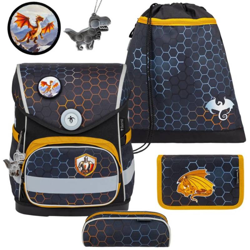 Schulranzen Set COMPACT mit PATCH 5tlg Dragon von Belmil