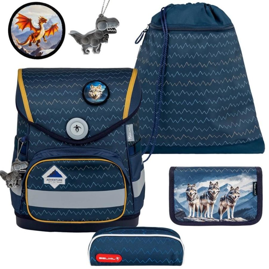 Schulranzen Set COMPACT mit PATCH 5tlg Wolves von Belmil