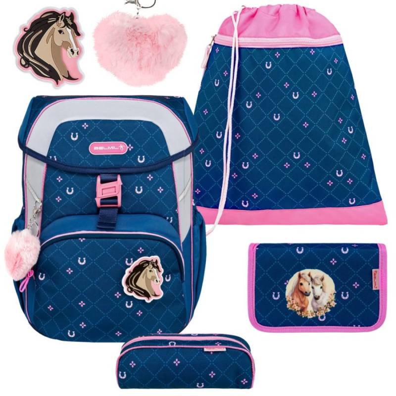 Schulranzen-Set MAXI mit Patch 5tlg Pferde "Meet your Horses" von Belmil