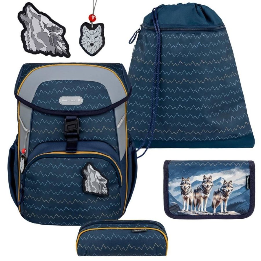 Schulranzen-Set MAXI mit Patch 5tlg "Wolfs" von Belmil