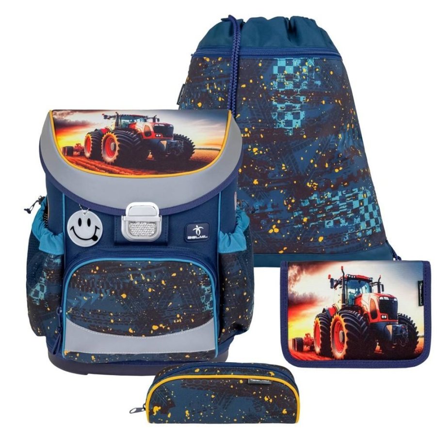 Belmil Schulranzen Set Jungen Tractor (Motiv: Trekker) "Mini Fit" für kleinere Kinder, ab 1.Klasse Grundschule von Belmil