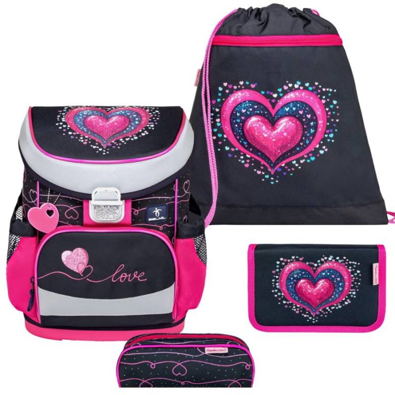 Schulranzen Set MINI FIT 4tlg. für kleinere Kinder Dark Pinky von Belmil