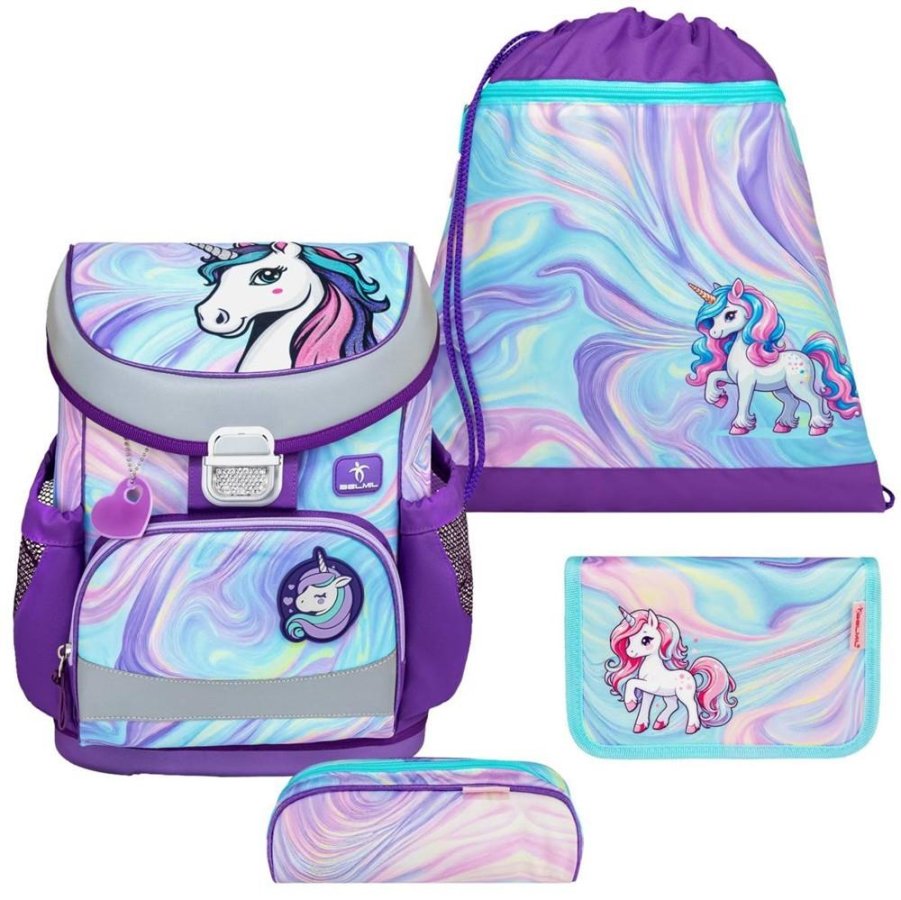 Belmil Schulranzen Set Mädchen Unicorn Dream (Motiv: Einhorn) "Mini Fit" für kleinere Kinder, ab 1.Klasse Grundschule von Belmil