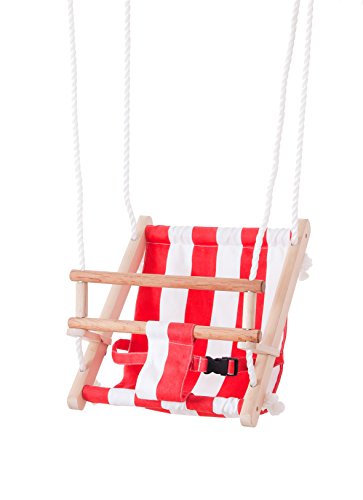 beluga Spielwaren 70209, rot/weiß Babyschaukel, Holz Kinderschaukel von Beluga