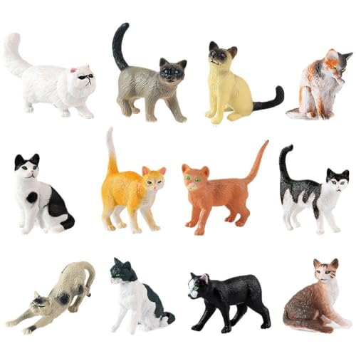Bemvp 12pcs Realistische Katzenfiguren, Pädagogisches Katzenfiguren-spielzeugset, Kätzchen-Ostereier-kuchenaufsatz, Weihnachtsgeburtstagsgeschenk Für Kinder, Jungen, Mädchen, Kinder von Bemvp