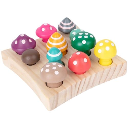 Bemvp Formsortierspielzeug Aus Holz, Lernspielzeug, Pilzerntespiel, Kleinkinder, Frühe Entwicklung, Lustiges Matching-Spiel Für Jungen Und Mädchen von Bemvp