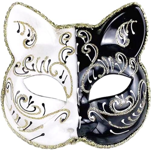 Bemvp Katze Halbe Gesichtsmaske Maskerade Maske Frau Männer Venedig Maske Halloween Kostüm Zubehör Für Cosplay Party von Bemvp
