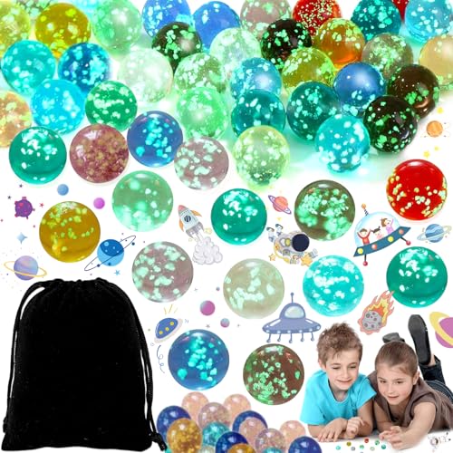 Benaton 20 Stück Murmeln Kinder, 16mm Kleine Glasmurmeln, 10 Farben Murmeln, Leuchtende Murmeln Glas, Leuchten Im Dunkeln Glasmurmeln, Dekoschalen Murmelspiel Glas, Glaskugeln im Dunkeln, glasmurmeln von Benaton