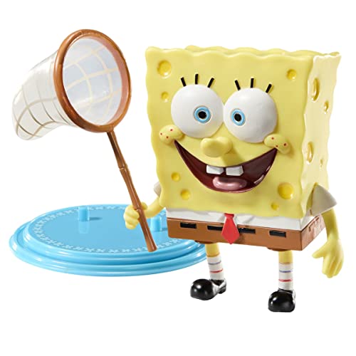 BendyFigs The Noble Collection Spongebob Squarepants Spongebob - Noble Toys 16cm Bendable Posable Collectible Doll Figure with Stand and Mini Accessory von BendyFigs