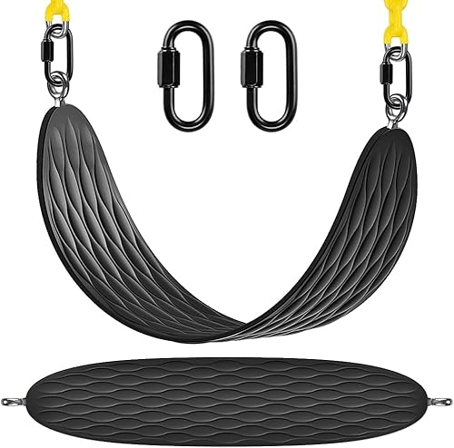 BeneLabel Heavy Duty Swing Seat with 66 Inch Chain and Carabiners, Comfortable and Durable Plastic Coated Swing Set Accessories Replacement for Outdoor Playground, Black von BeneLabel