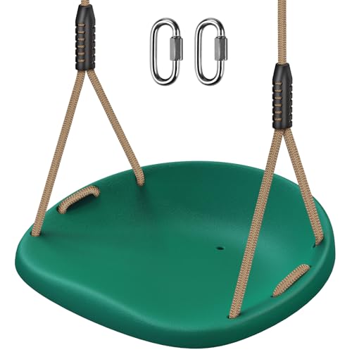 BeneLabel Heavy Duty Swing Seat with Adjustable Rope and Carabiners, Cushion Style Design Non-Slip Swing Seat, Playground Swing Set Accessories for Kids and Adults, Green von BeneLabel