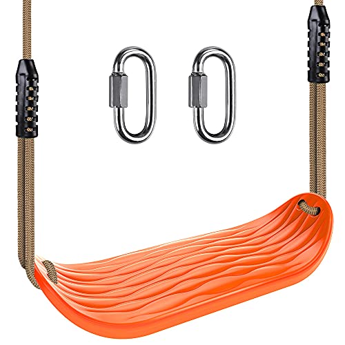 BeneLabel Schaukelsitz, Hartplastik Garten Spielplatz Schaukel Kinderschaukel Brettschaukel Schaukelbret 1.3-2M Seil & Lockset Karabiner für Kleinkind/Kind, Wasserrippel Hüft Form, 250lbs, Orange von BeneLabel