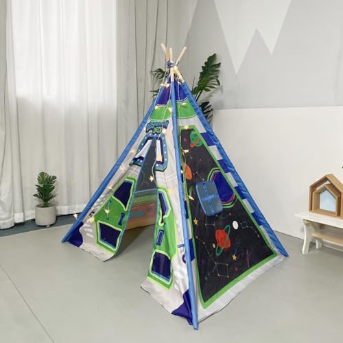 Benebomo Teepee Kinderzelt für drinnen,Tipi Spielzelt Jungen,Zelt Kinderzimmer,Indian Zelt für Kinder,Rakete Zelt Garten Indoor Outdoor,Spielhaus Kinder Indoor von Benebomo