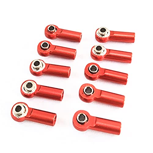 Benedik 10 StüCk Metall M2.5 Link Spur Stangen Kopf Gelenk für A959 12428 144001 C24 MN D90 MN99S RC Auto Teile, Rot von Benedik