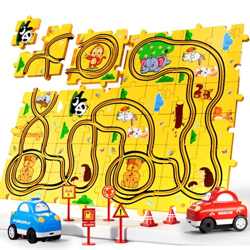 Bennol Puzzle-Tracks, Auto-Spielzeug, Geschenke für 3, 4, 5 Jahre alte Jungen, Kinder, 56-teiliges Puzzle-Rennfahrzeug, Spielzeug für Kinder im Alter von 3–5, 4–6, Spielzeug-Geschenke für 3, 4, 5 von Bennol