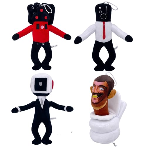 Benolls 4PCS Skibidi Toilet Plush Toy,Skibidi Toilet Titan Speakerman Plüsch, Titan Tv Man Stuffed Toys,Soft Comfortable Filled Skibidi Toilet Plush Spielzeug Geschenk für Kinder von Benolls