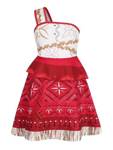 Benylion Prinzessin Ocean Adventure Dress Up Kostüm Fancy Outfit für Mädchen Kinder Abenteuer Weihnachtsgeschenke Geburtstag Cosplay Kinderkleidung Größe 5-6 X Weihnachtsgeschenke Kleid Rot von Benylion