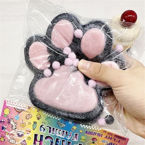 Fufu Squishy Pfote Groß Squishy Pfote Katzenpfoten Squishy Cat Paw Squeeze Toy Sitzender Quetschspielzeuge Mit (14 cm rosa und schwarz) von Benyong