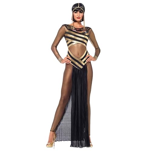 Beokeuioe Ägypterin Kostüm Königin Cleopatra Kostüm Damen Frauen Karneval Halloween Ägypterin Kleopatra Cleopatra Kleidung Frauenkostüm Sexy Maskeradekostüme Pharaonin Schwarz von Beokeuioe