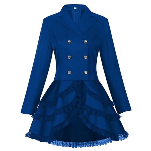 Beokeuioe Damen Gothic Vintage Steampunk Jacke Viktorianische Spitze Spleißen Korsett Mantel Frack Mittelalter Halloween Vampir Kostüm Viktorianischen Cosplay Kostüm Smoking Uniform von Beokeuioe