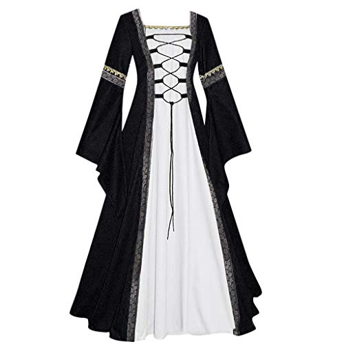 Beokeuioe Damen Mittelalter Kleid, Traditionelles Irisches Kleid Kostüm für Damen Renaissance Kostüm Overknee Kleider für Halloween Kostüm Cosplay Viktorianisch Kleidung von Beokeuioe
