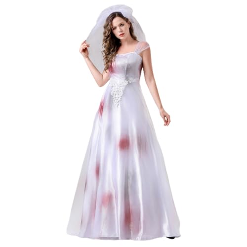 Beokeuioe Halloween Kostüm Damen Horror Braut Damen Gruselig Halloween Kostüm Damen Geisterbraut Gruselig Dämonen Kostüm für Erwachsene Halloween Kostüm Damen Zombie Braut von Beokeuioe