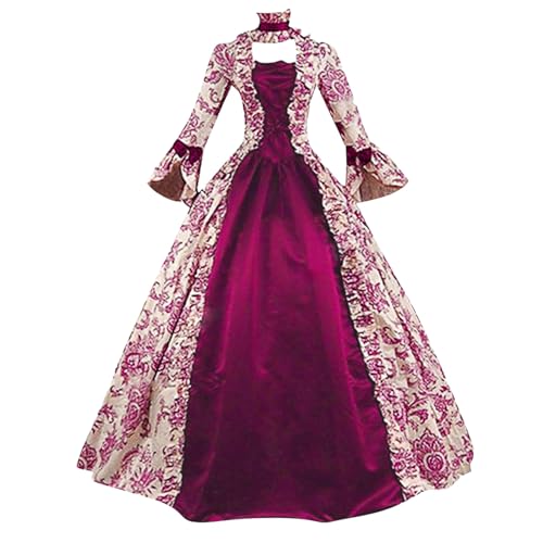 Beokeuioe Mittelalterliches Swing-Abendkleid, Renaissance Kleider Formelles Outfit, Ausgestellte Ärmel, Cosplay-Kostüme Gothic Halloween Kostüm Viktorianisches Partykleid für Damen von Beokeuioe