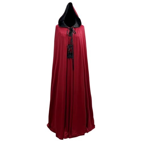 Beokeuioe Umhang Kleid 2 Stücke Vampirkostüm Damen Renaissance Kapuzen Mittelalterlichen Kostüm Vintage Gothic Kostüm für Cosplay Halloween Maskeradekostüme Cosplay Hexenkostüm von Beokeuioe