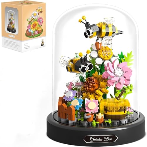 Berfaset Blumen Bausteine Set, Klemmbausteine Insekten und Blumenstrauß Mini Bausatz, Künstliche Blumen Botanische Sammlung, MOC Kreatives Spielzeug Geschenke für Kinder und Erwachsene (Biene) von Berfaset