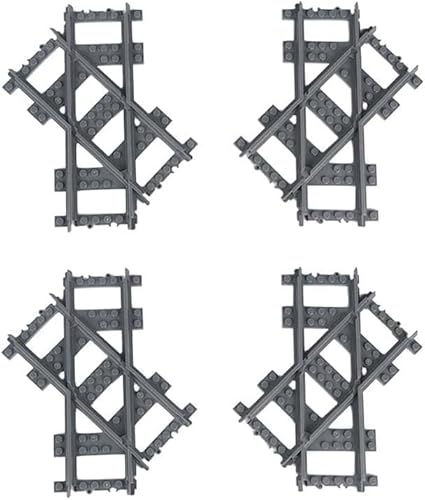 Berfaset City Schienen Set City Schienen Eisenbahn Erweiterungsset City Zug Power Functions Kit Schienen Zubehör Klemmbausteine Kompatibel mit dem Marktführer (4PCS Inclined Cross Track) von Berfaset