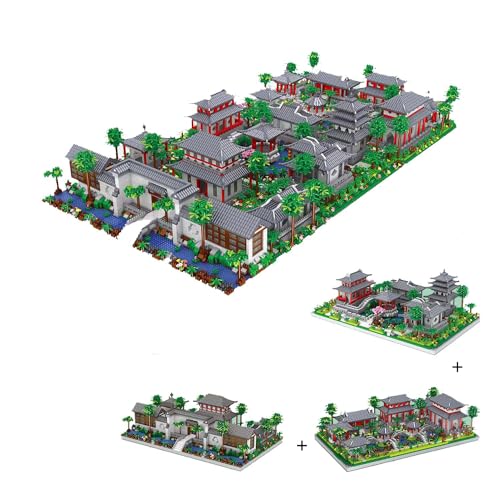 Berfaset Modular Haus Bausteine Modell - 3 IN 1 Klemmbausteine MOC Creative Chinesische Suzhou Garden Street View City Mini Blocks Architektur Bausatz Geschenke Spielzeug für Kinder (3 IN 1) von Berfaset