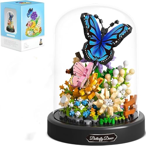 Berfaset Blumen Bausteine Set, Klemmbausteine Insekten und Blumenstrauß Mini Bausatz, Künstliche Blumen Botanische Sammlung, MOC Kreatives Spielzeug Geschenke für Kinder und Erwachsene (Butterfly) von Berfaset