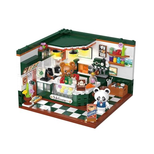 Modular Haus Bausteine Modell - 527 Teilen Klemmbausteine Coffee-Shop Street View City Mini Blocks Architektur Bausatz Custom Bauspiel Geschenke Spielzeug für Kinder und Erwachsene (Corner Cafe) von Berfaset