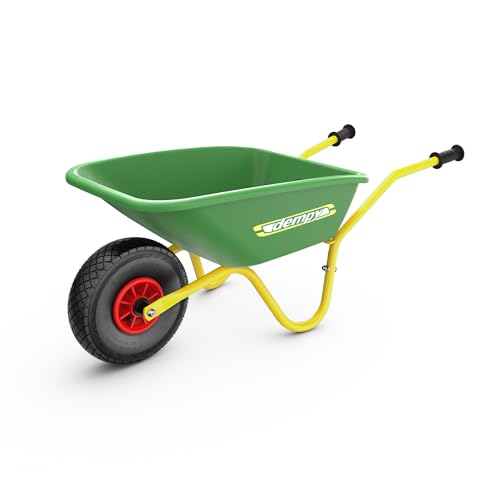 BERG Dempy Schubkarre Kinder Grün/Gelb, Kinderschubkarre, Belastbar bis 40kg, Robust, Langlebig & Stabil, Ideal für Gartenarbeit & Kinder, Perfekt für Outdoor-Spiele, Gartenspielzeug Kinder (Green) von Berg