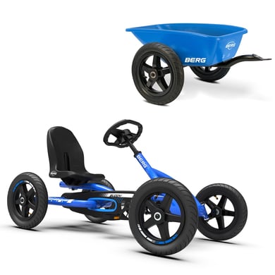 BERG Pedal Go-Kart Buddy Blue Set (inkl. Anhänger Blau und Anhängerkupplung) von Berg