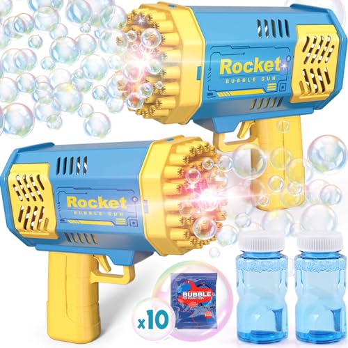 Beria 2 Stück Seifenblasenpistole Seifenblasenmaschine Kinder Spielzeug Bubble Gun Elektrisch Blasenmaschine Blasenspielzeug Hochzeit Party Outdoor Geburtstag Geschenke für 3-8 Jahre Mädchen Junge von Beria