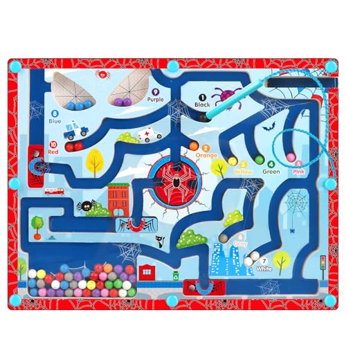 Beria Labyrinth Magnetspiel Montessori Spielzeug Puzzle Board Magnete Spiele Holz Kinderspielzeug Motorikspielzeug Spielzeug für 2-5 Jahre Kinder Geburtstag Geschenke für Mädchen Junge von Beria