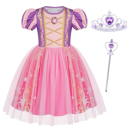 Berich Prinzessin Rapunzel verkleiden sich mit Krone, Halloween-Outfits, Weihnachtsgeschenke, Rapunzel, Verkleiden sich für Mädchen von 3–4 Jahren (Lila, 110) von Berich