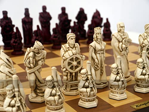 Berkeley Chess Christopher Columbus Ornamental Chess Set by (Cream and red, Board not Included) von Berkeley Chess