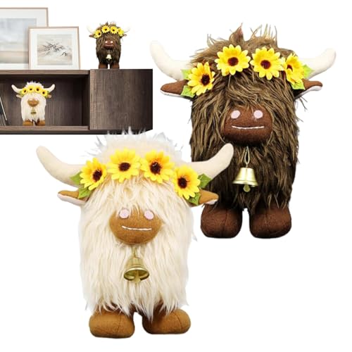 Berriphonia Highland Cow Stuffed Animal, 2X Plüsch niedliche Spielzeugplüschungen | Weiche kuschelige Highland Cow Hugger Puppe für Kleinkindjungen Mädchen Kinder Erwachsene von Berriphonia