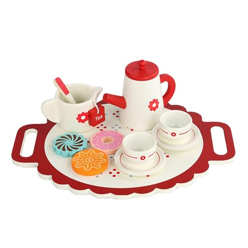 Berriphonia Holztee -Set für kleine Mädchen, Tee -Set,Holzspiel Teaset Nachmittag Prinzessin Tee Set | Realistisches Küchenzubehör mit Teekannenrollenspiel tun Totenspielzeug für und Mädchen von Berriphonia