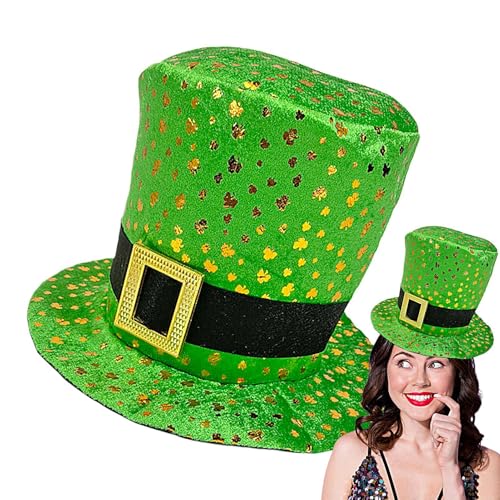 Berriphonia Koboldhut, kreativer Zylinder für den St. Patrick Day – stilvoller St. Patrick's Day Koboldhut mit Kleeblatt, grüner Zylinder, Feiertagskostümzubehör von Berriphonia