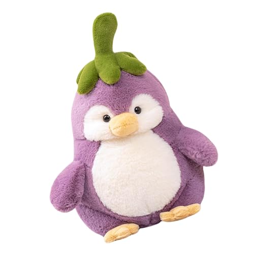 Berriphonia Penguin Plüsch - Cartoon Aubergine gefülltes Spielzeug, gemütliches Kissen | Nettes Kissen für Schlafzimmer, Wohnzimmer und Sofa - von Berriphonia