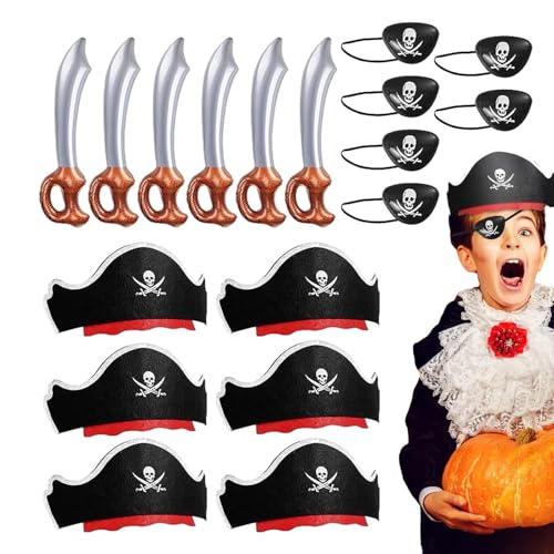 Berriphonia Piraten-Motto-Partyzubehör | Halloween-Cosplay-Party-Set für Piraten,Piraten-Augenklappen, Schwerter, Hüte für Halloween, Cosplay Berriphonia Piraten-Motto-Partyzubehör | Halloween-Cosplay-Party-Set für Piraten,Piraten-Augenklappen, Schwerter, Hüte für Halloween, Cosplay von Berriphonia