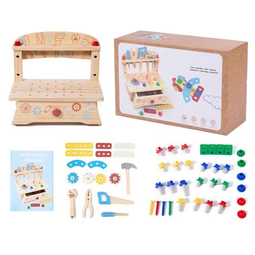 Berriphonia Werkzeug-Set für Kinder, Spieltisch mit Muttern und Schlüsseln – Lernspiele für Zuhause, Schule, Reisen, Garten, Party Berriphonia Werkzeug-Set für Kinder, Spieltisch mit Muttern und Schlüsseln – Lernspiele für Zuhause, Schule, Reisen, Garten, Party von Berriphonia